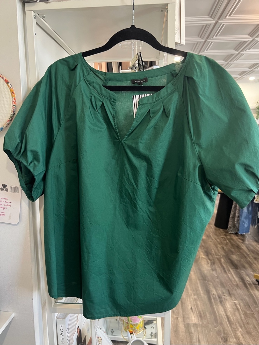 Talbots Emerald Green Short Sleeve Keyhole Blouse